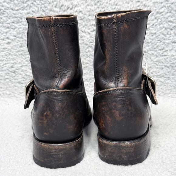 Frye Veronica Black Leather Ankle Boots with Buckle - Picture 4 of 9